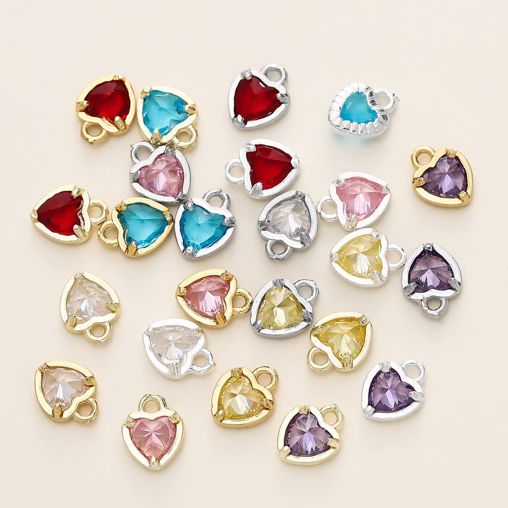 Kunkka 4-6 peças pingente de zircônia de coração 18K preservação de cor amor pingente de diamante para fabricação de col