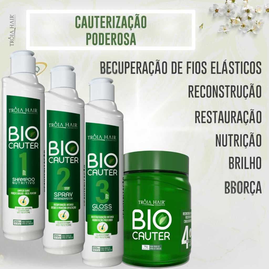 Kit Cauterização 4 Passos 500ml - Troia Hair: Reconstrução Intensiva para Cabelos Danificados
