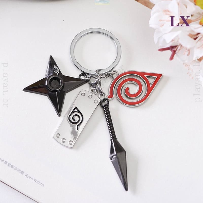 LX Kunai Shuriken Konoha Ninja Chaveiro Para Chaves De Carro Mochila Naruto Anime Trinkets Acessórios Mulher Joias Homen