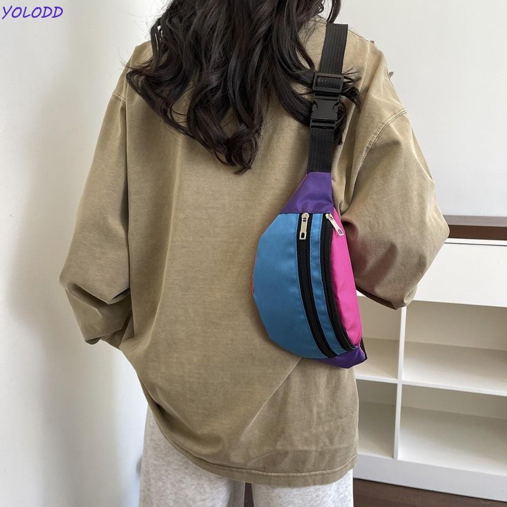 Bolsa De Cintura Com Bloqueio De Cor YOLODD , Material De Lona , Telefone Cinto De Grande Capacidade , Formato De Banana