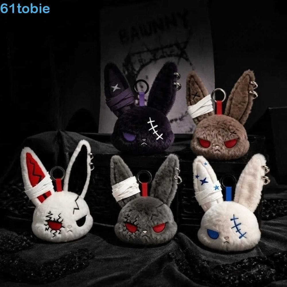 Chaveiro De Coelho Enrolado TOBIE , De Pelúcia De Algodão PP Animal , Design Assustador Pingente De Bolsa Peluda Fofo