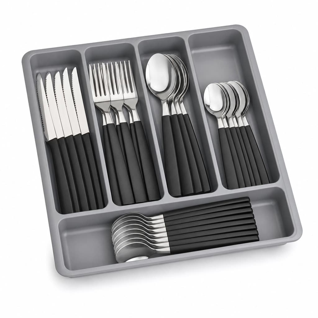 Jogo De Talheres 25 Peças Inox Conjunto Faqueiro Com Porta Garfo Faca Colher