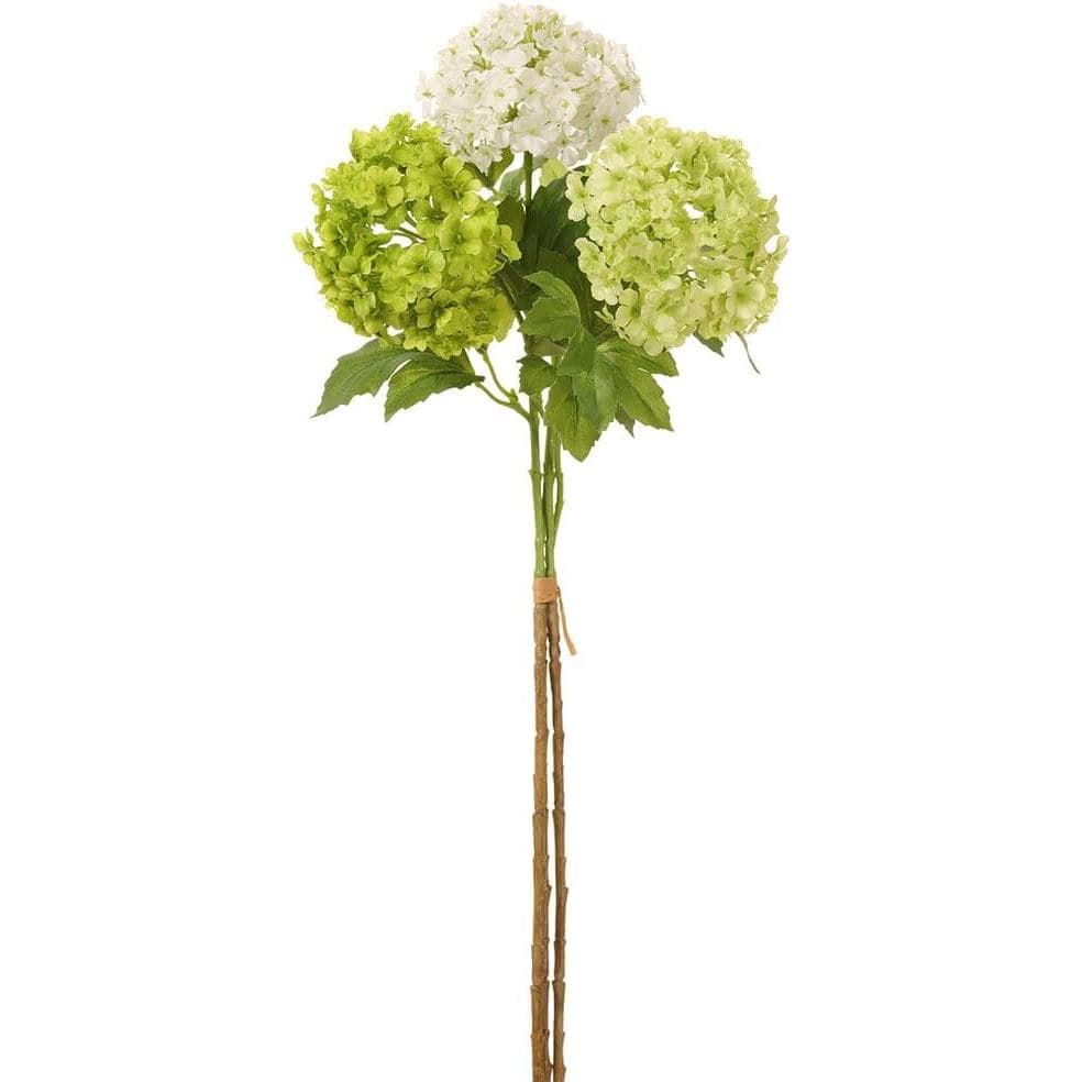 Pacote com 4 Hastes de Flores de Neve de Seda de 22" - Verde/Branco