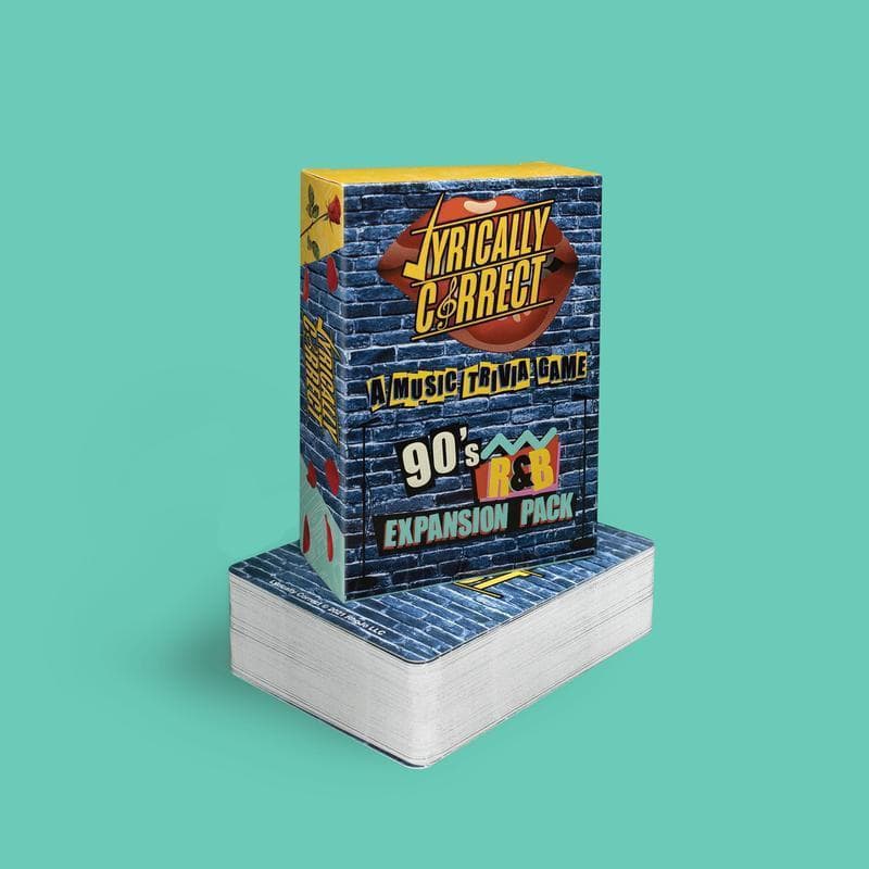 Pacote de Expansão de R&B dos Anos 90 com Letras Corretas - Jogo de Curiosidades sobre Gêneros Musicais com 80 Cartas de