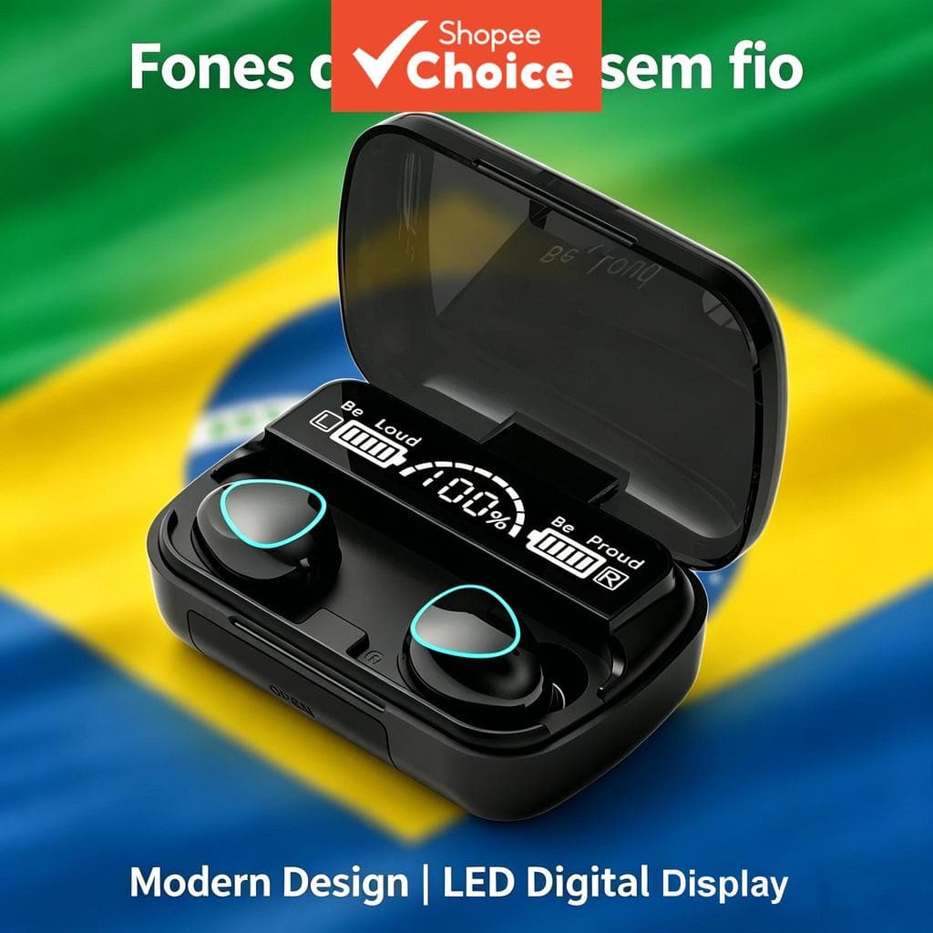 Fones de ouvido [somente cor preta] Bluetooth 5.4 sem fio, intra-auriculares, display digital LED, fones de ouvido com