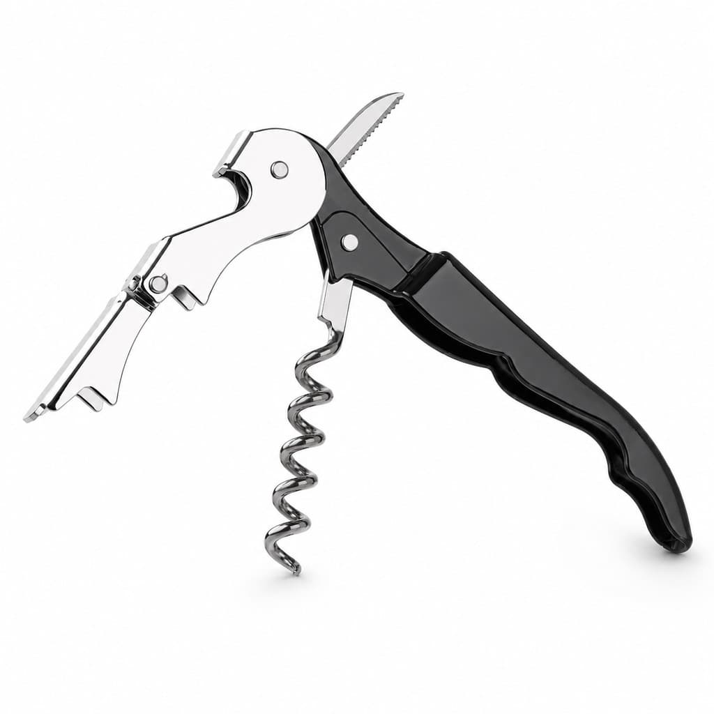 Saca Rolhas Inox Estilo Canivete Clink Abridor Garrafas com Faquinha