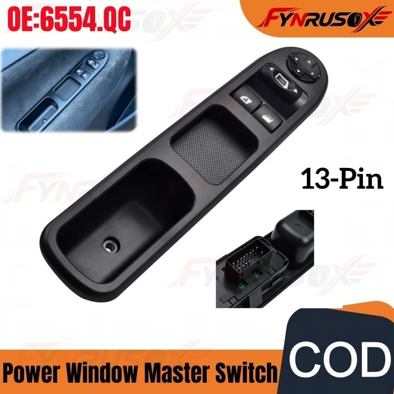Interruptor Mestre De Controle De Janela Elétrica Para Peugeot 207 E Citroen C3 Picasso (OE : 6554 . QC)