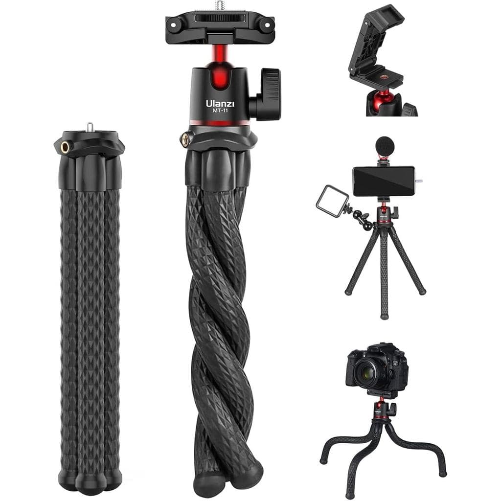 Tripé de Câmera ULANZI, Suporte Mini Flexível com Suporte Oculto para Telefone e Montagem Cold Shoe, Parafuso de 1/4'' p
