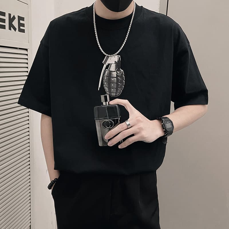 High-End sentimento de manga curta masculino Street Wear bonito puro algodão impresso verão camiseta 2023 novo estilo ve