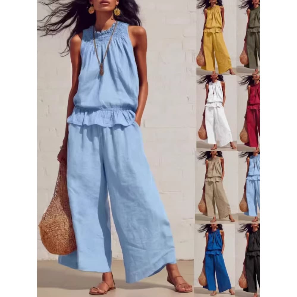 Conjunto De Camisa Feminina Com Calças De Perna Reta