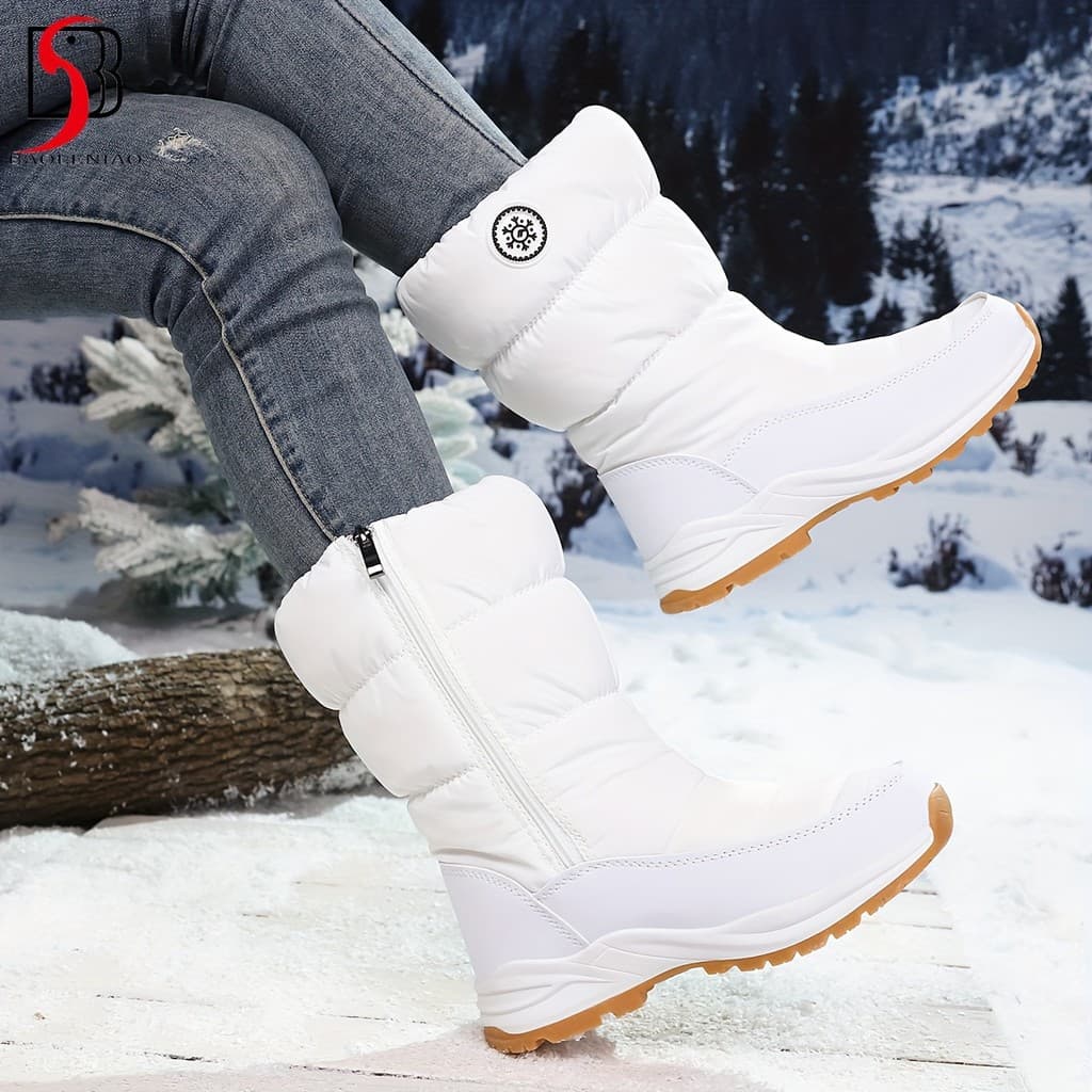Botas de Inverno Quentes, Botas de Neve de Pelo Longo, Antiderrapantes e à Prova de Vento, Espessas, para Temperaturas d