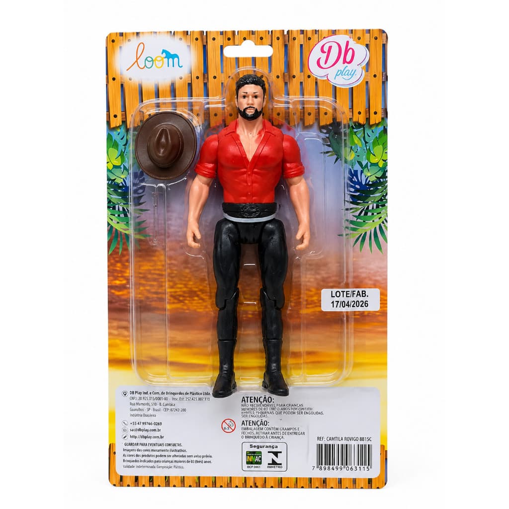 Boneco Cowboy Articulado 21cm com Chapéu Brinquedo Infantil Fazendinha DB Play