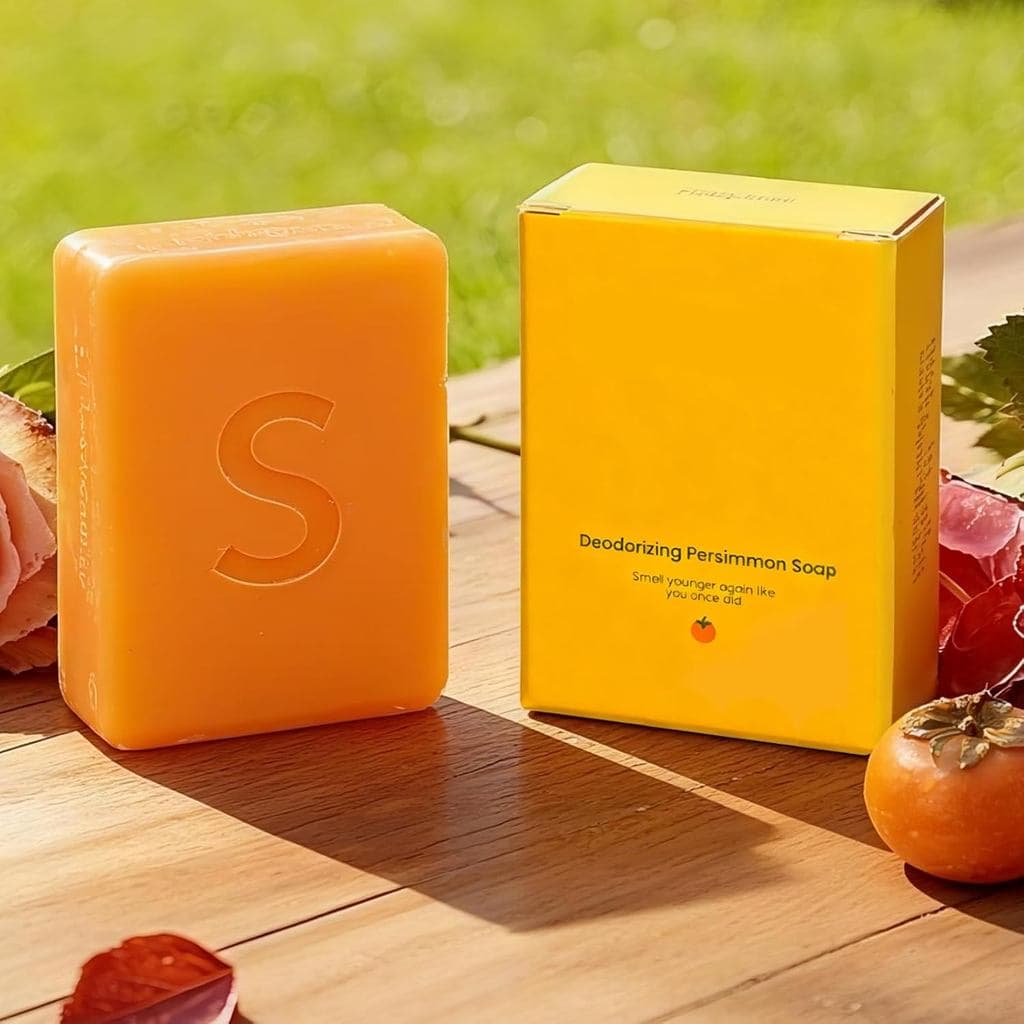 Persimmon Soap for Nonenal, Japanese Persimmon Soap for Old People Smell, Persimmon Soaps Bar for body odor, Natural Han