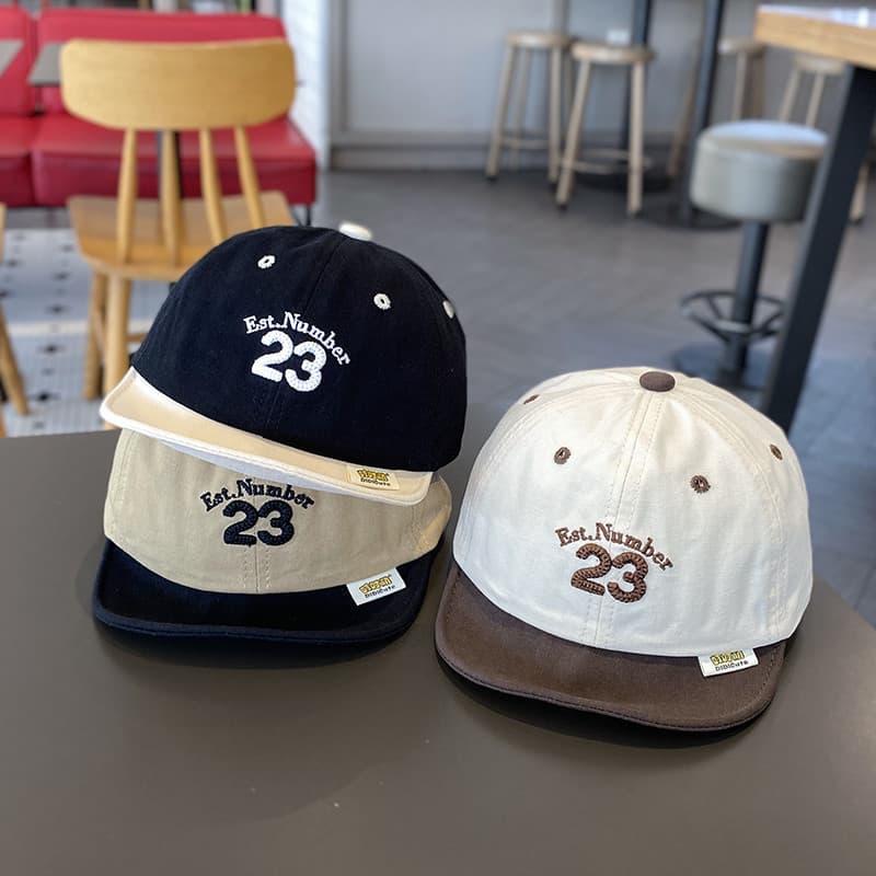Boné de beisebol infantil, com letras bordadas, blocos de cor digitais, boné infantil, estilo primavera/verão, chapéu.