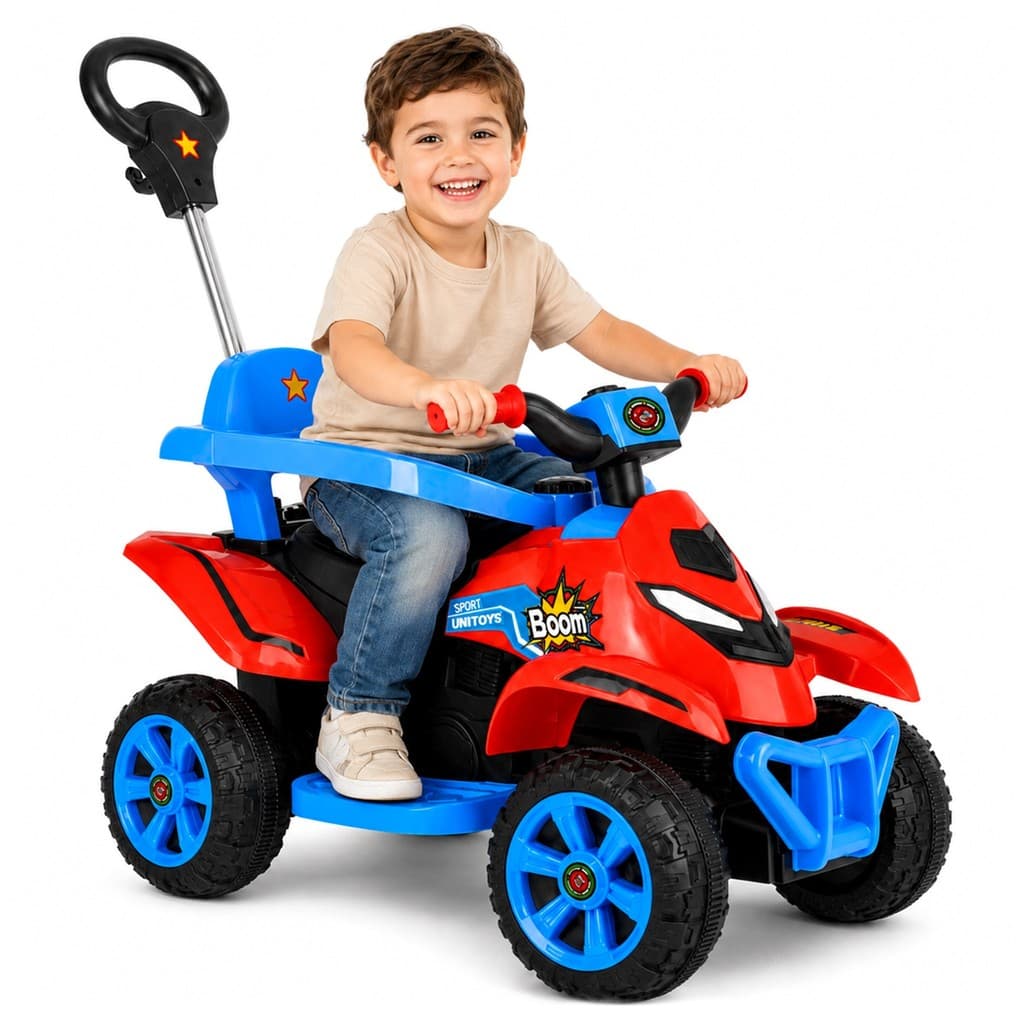 Mini Quadriciclo Infantil Elétrico 6V Spider Power Com Luz E Som Veículo Com Empurrador Direcionavel