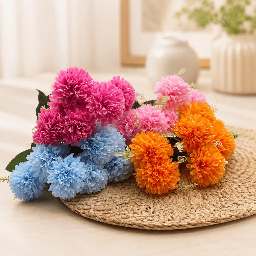 Flor Artificial Grande Hortênsia 7 Flores para Decoração de Casa/0027