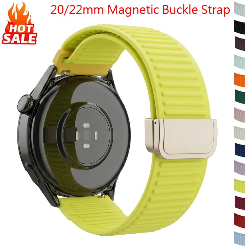 Pulseira De Silicone Com Fivela Magnética De 20 Mm 22 Compatível Garmin forerunner 165/55/265/255/970 Para Samsung Gal