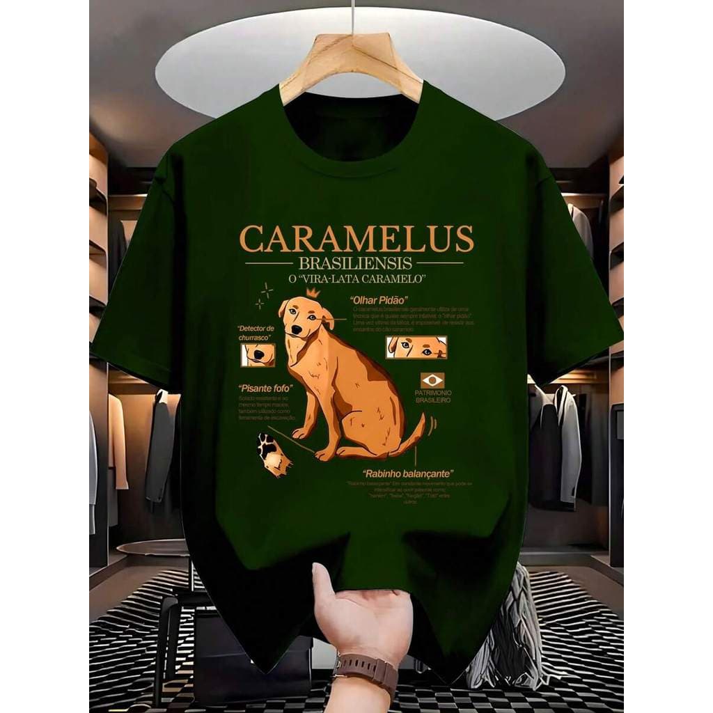 Camiseta Caramelus Cachorro 100% Algodão Fio 30.1 Estampa Dog Caramelo T-shirt Streetwear