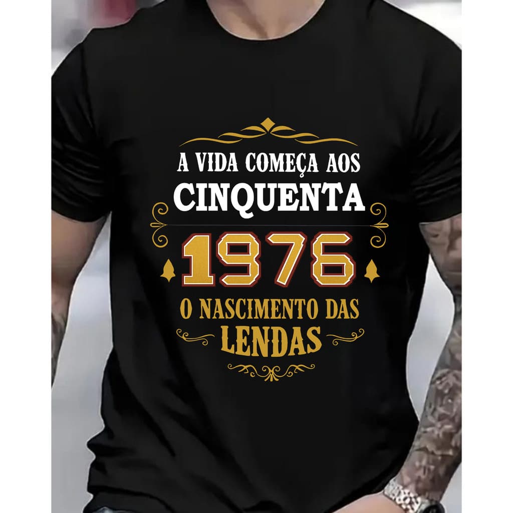 [Camiseta Premium em Algodão Puro]VU Camiseta unissex algodao nascidos em 1976 50 anos sessenta de idade aniversario