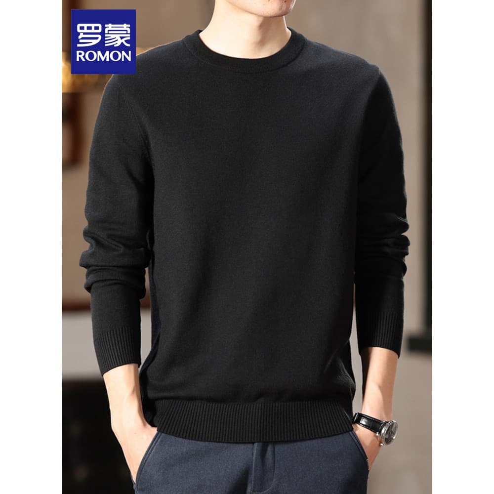 Lomon camisola masculina primavera na moda novo estilo camisola de fundo interno em torno do pescoço solto camisola pret