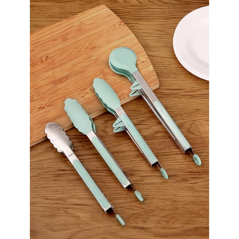 Pinças de comida de Silicone pinças de churrasco cozinha aço inoxidável Anti-escaldante bife frito pinças de alimentos f