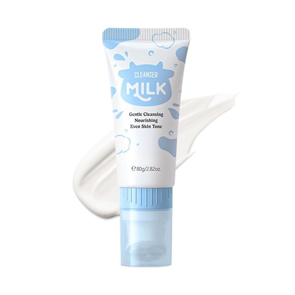 Limpador Facial Suave com Leite, Sabonete Facial com Escova Massageadora, Limpeza Facial Suave para Limpeza Profunda, Hi