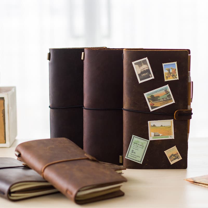 Estilo britânico bloco de notas de couro diário artesanal caderno de folhas soltas Retro viagem bloco de notas de couro