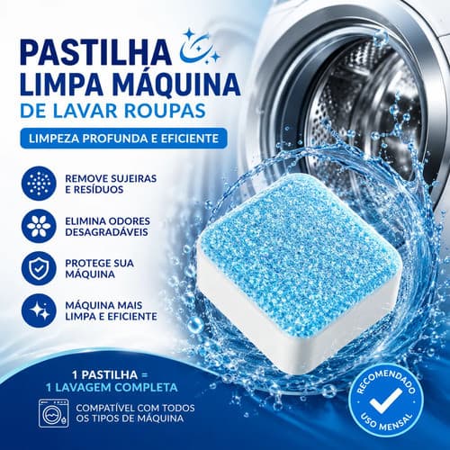 12uni Tablete Pastilha Limpar Higienizar Máquina Lava Roupa