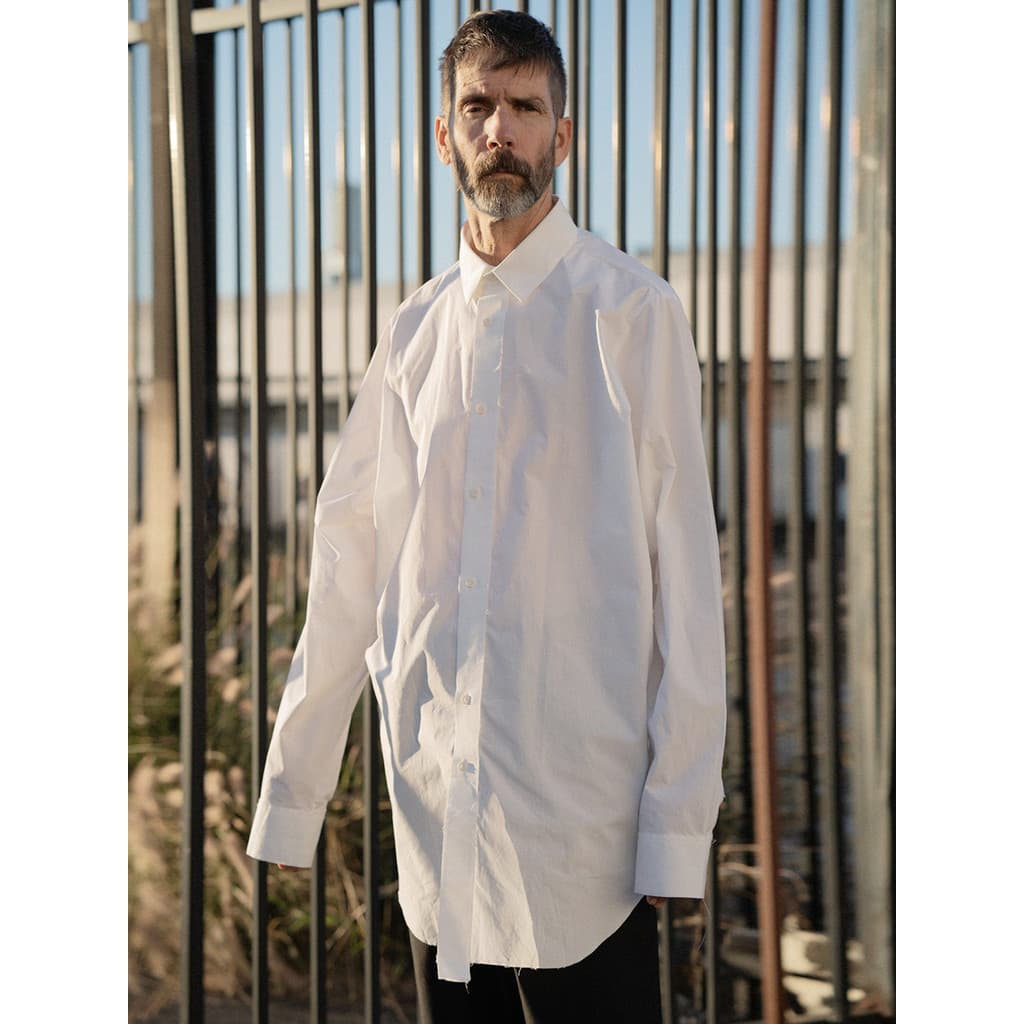 GAOSTUDIOS Homens Mulheres Perfil de Comprimento Médio Desfiado Camisa Branca Nicho Designer Marca Solta Camisa Simples