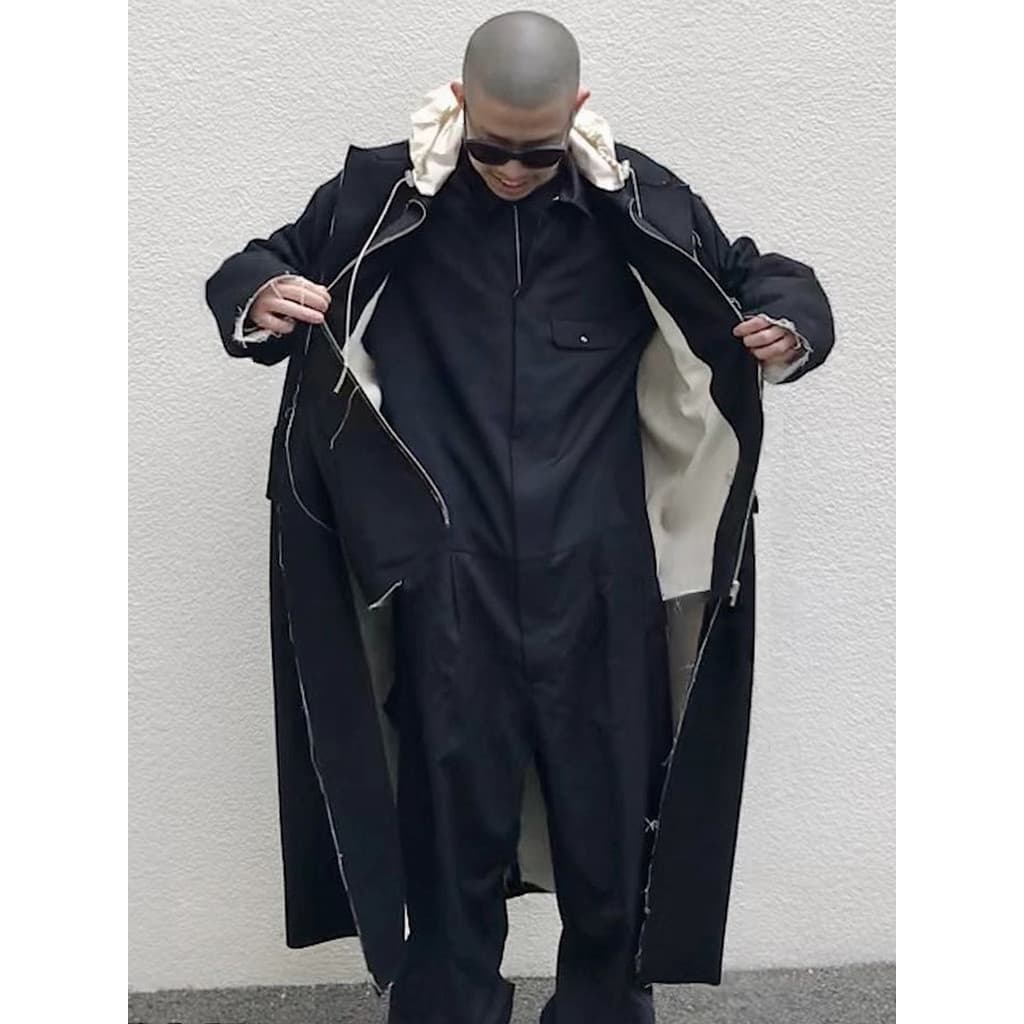 GAOSTUDIOS Casaco Longo Desfiado Original Designer Marca PH Casaco De Lã Masculino Estilo ED Casaco Retro