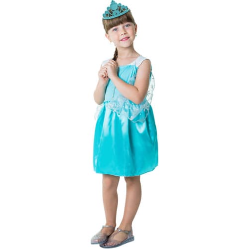 Kit Infantil Fantasia Princesa Brilhante Tamanho G Vestido Luminoso Tecido Macio Festas Carnaval