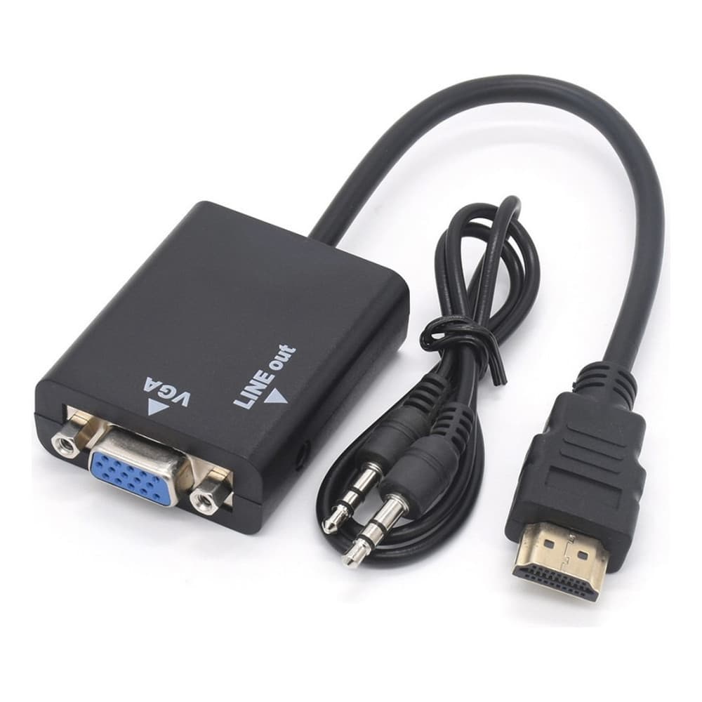 Cabo Conversor Hdmi Para Vga Full Hd 1080p Com Áudio P2