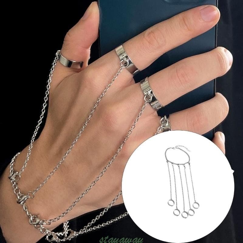 SRA Punk Corrente Borlas Pulseira Escravo Gótico Arnês Mão Hip Hop Kurapika Para Jóias