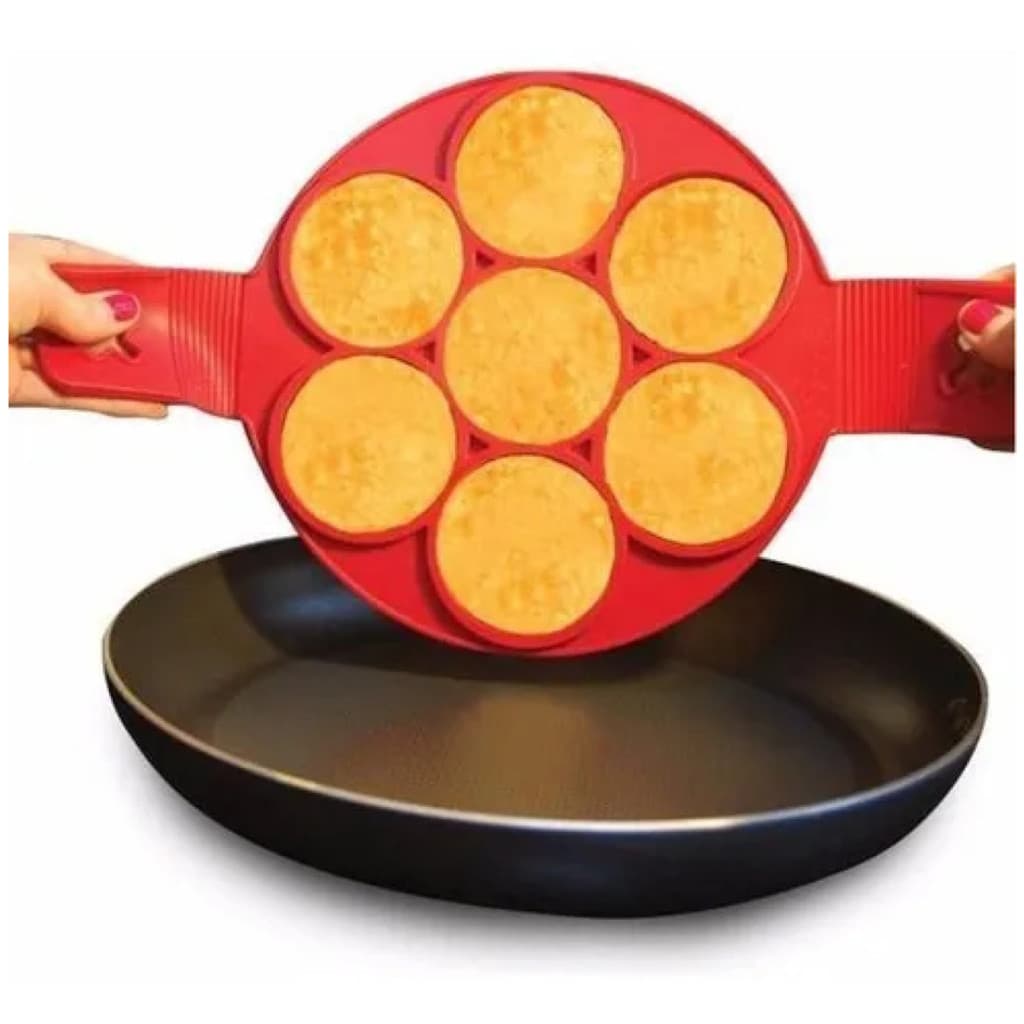 Forma Molde P/ Massas E Ovos Silicone 7 Cavidades Panquecas
