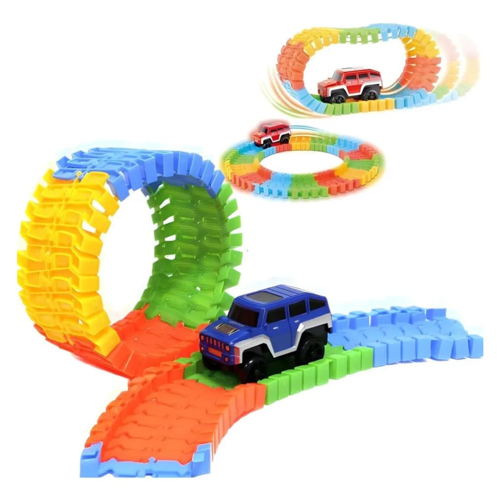 Brinquedo Carrinho E Pista Maluca Blocos Coloridos Pilha Luz