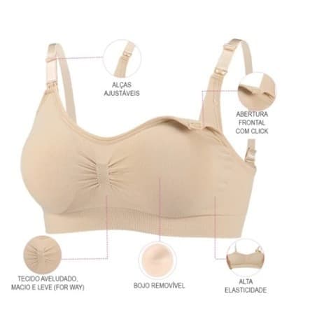 Kit 2 Sutian Amamentação Gestante Sutien De Maternidade Grávida Sem Fio Bojo Removível Alta Compressão Sutia Reforçado