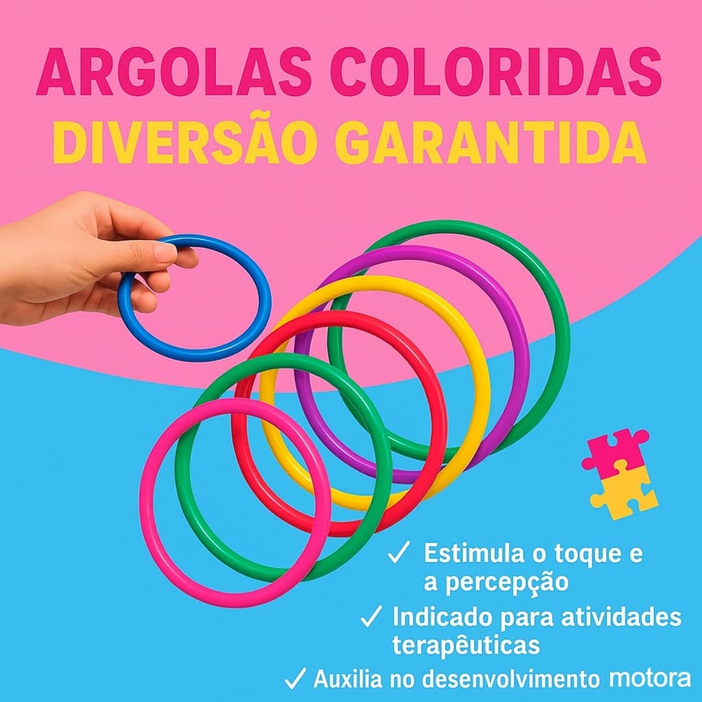 Kit Argolas Coloridas Infantil Educativo – Jogo de Arremesso, Coordenação Motora e Terapia