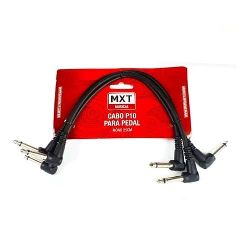 Kit 20 X 3 Peças Cabo P10 90 graus Mono Pedal 0,20mm 5mm Niquel 25cm Fonte Guitarra