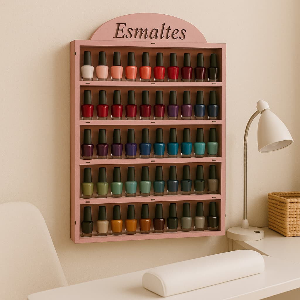 Expositor De Esmaltes Mdf  Manicure P/ 100 Unidades - Rosa