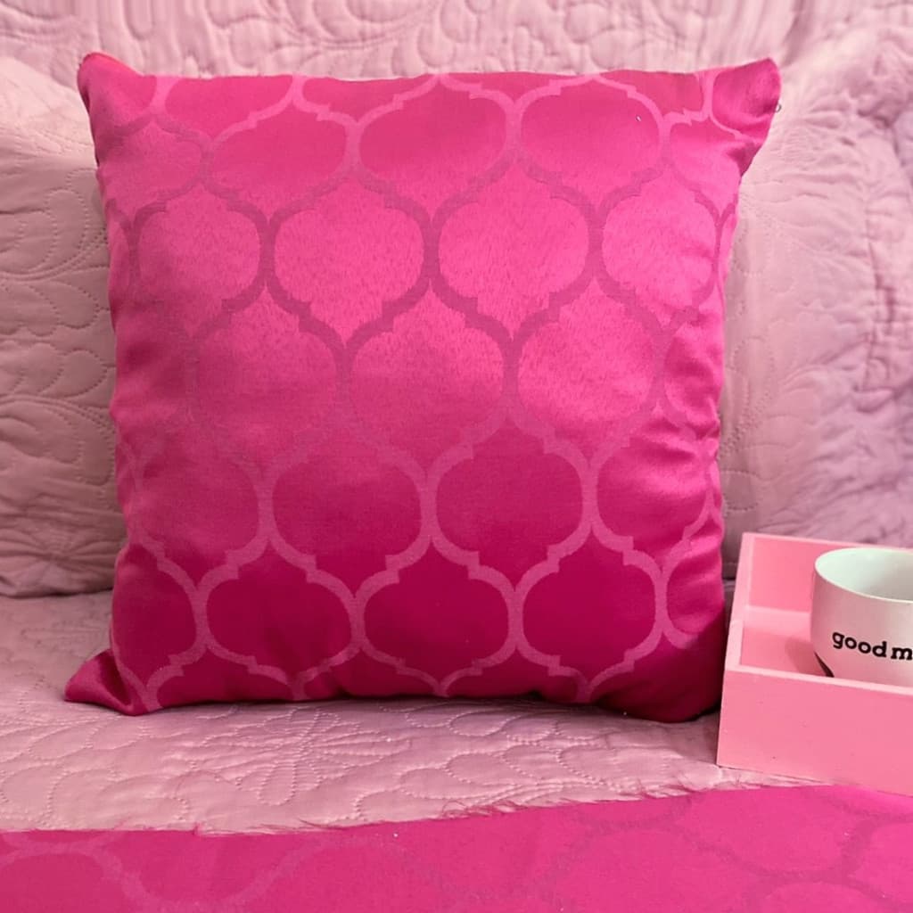 Capa Almofada Jacquard Pink Rosa Lisa Decorativa Cama