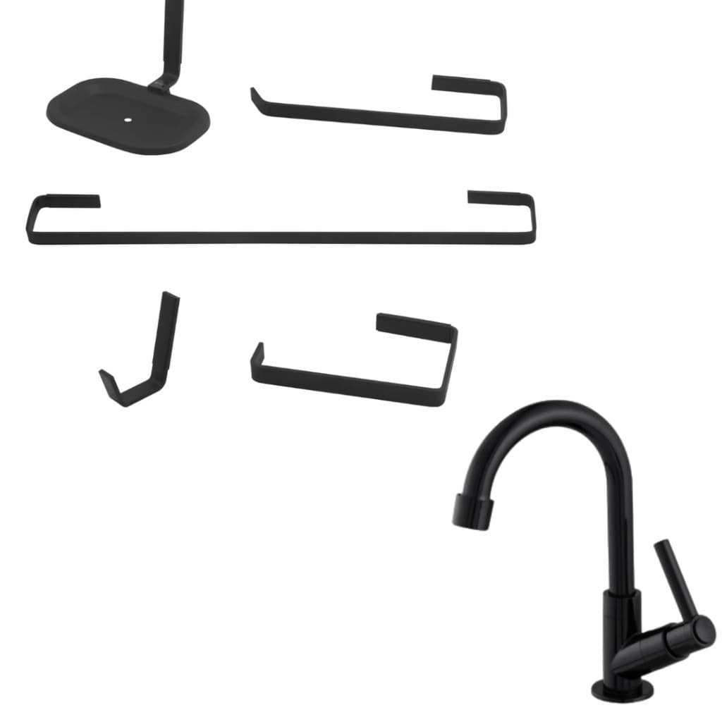 KIT BANHEIRO SUPER COMBO PRETO COM 6 PEÇAS LINHA LUXO