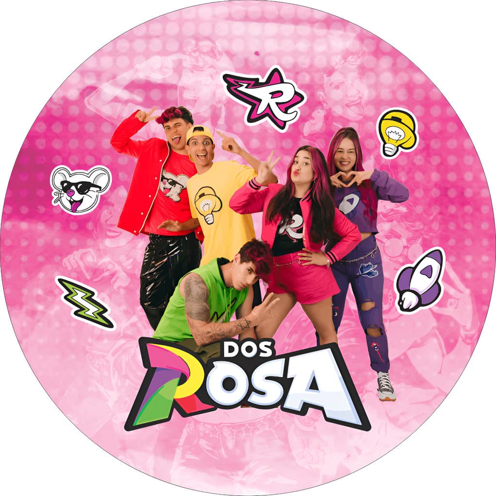 Decoração Festa Mesa Capas Painel Mini Redondo 50x50 Sublimada Emilly Vick Katlen Rosa Void