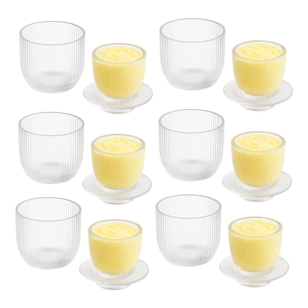 Kit 6 Manteigueira Francesa de Vidro Canelatta 9,7x6x10,2cm Elegante e Resistente Classica