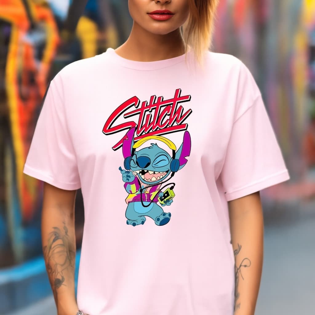 Camiseta Feminina Desenho Stich 100% Algodão Premium Top Envio Imediato