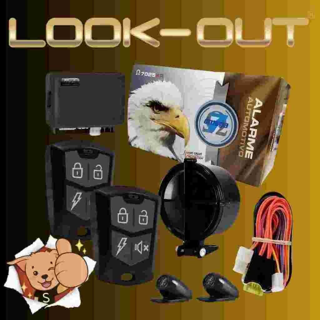 ALARME CARRO AUTOMOTIVO LOOK OUT OMEGA 7 OM7025XR UNIVERSAL COM 2 CONTROLES E SENSOR ULTRASSOM