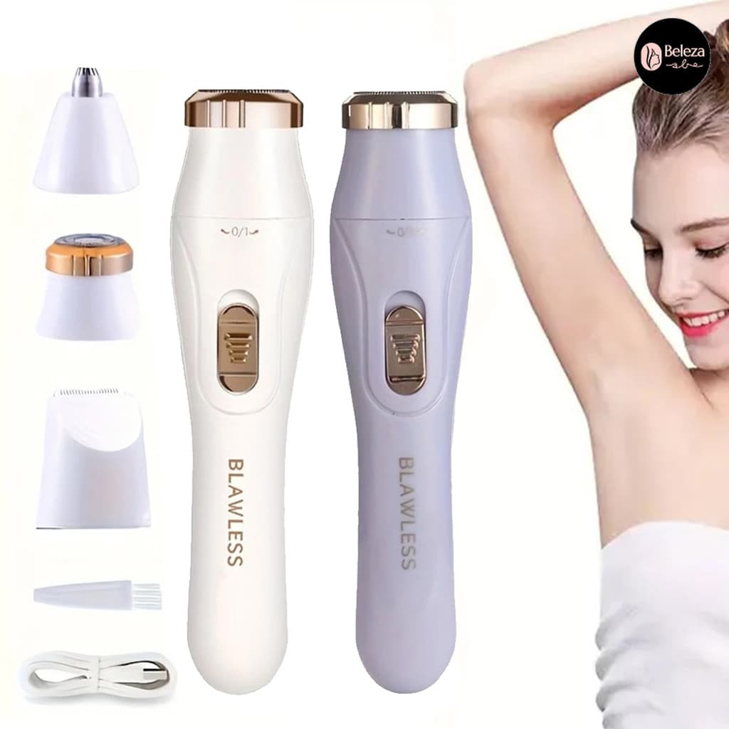 Depiladora Elétrica Recarregável USB Multifuncional 3 em 1 para Barbear Corporal e Facial Rapido e Suave