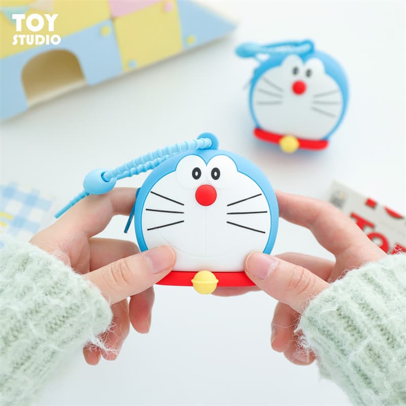 Genuíno Doraemon Silicone moeda bolsa Mini fone de ouvido saco bonito dos desenhos animados estudante zíper saco moeda c