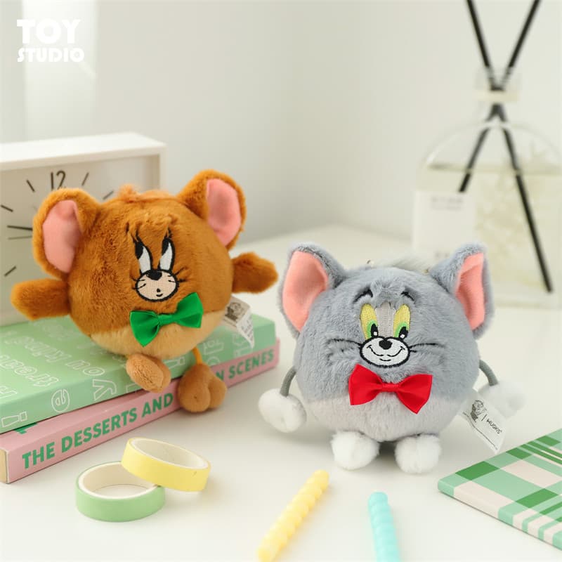 Genuíno gato e rato pingente bonito bola de pelúcia boneca pingente casal presente chaveiro saco de escola pequeno pinge