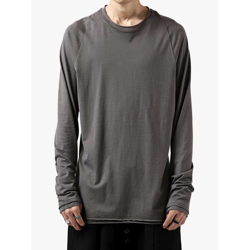 GAOSTUDIOS simples puro algodão interior de manga comprida T masculino borda crua dupla camada solta japonês Retro camis