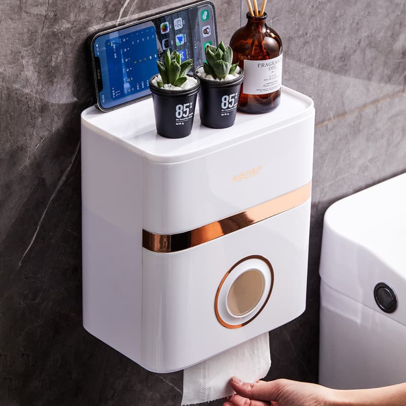 [Novo produto] Caixa de tecido Caixa de papel higiênico Banheiro sem perfuração Montado na parede Simples Luz Luxo High-